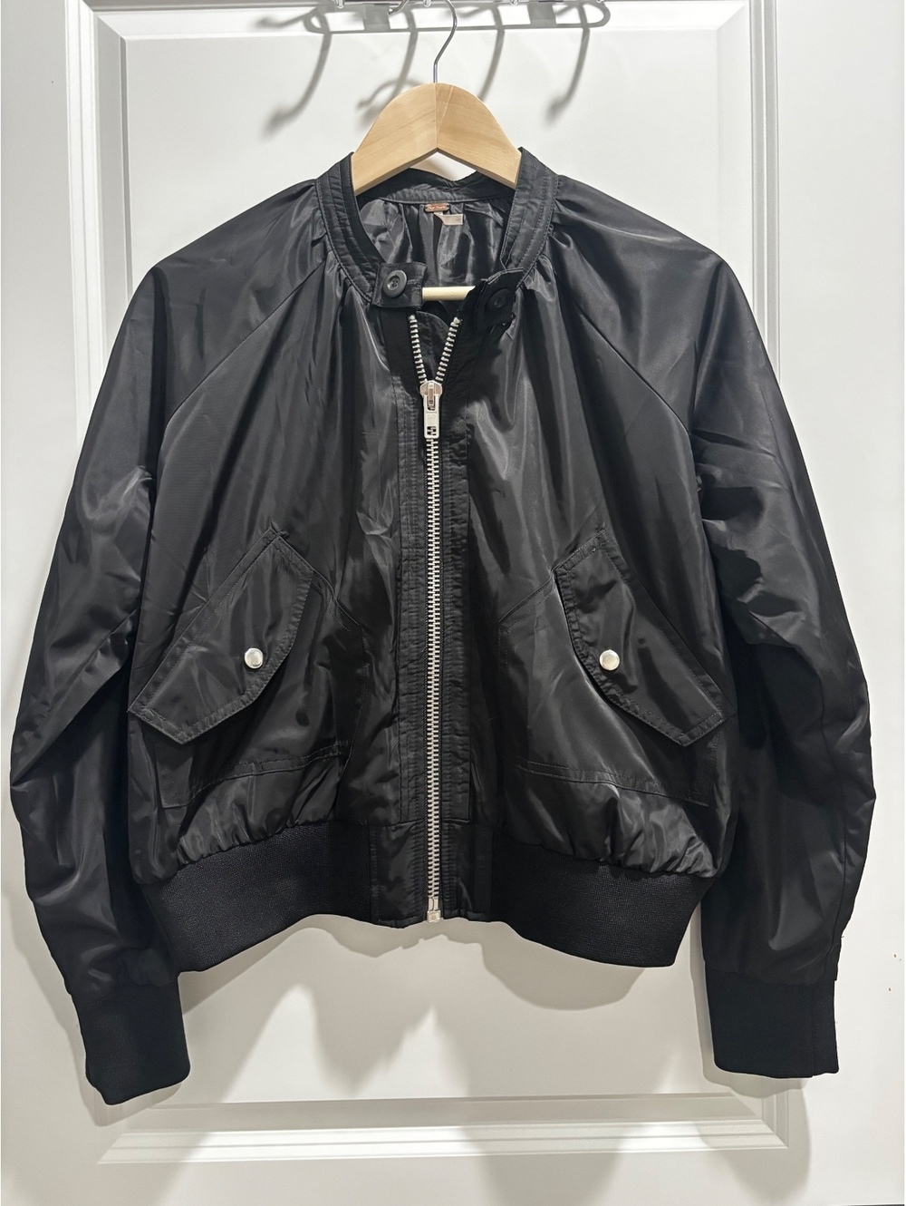 Free People Midnight Bomber Utility Jacket Black Moto Crop
